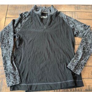 Women's Classic Thermal Merino Base Layer 1/4 Zip, Black/pattern XL